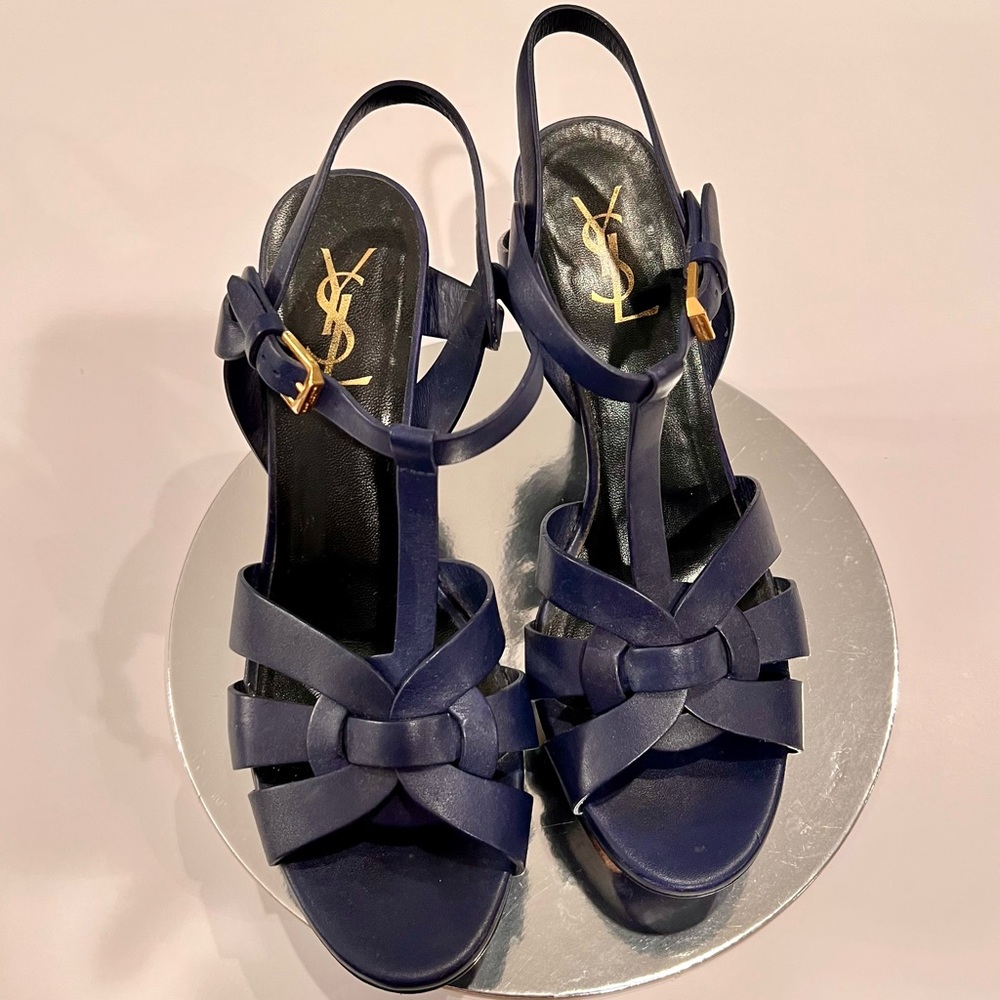 YSL Tribute Sandals - Navy Blue
